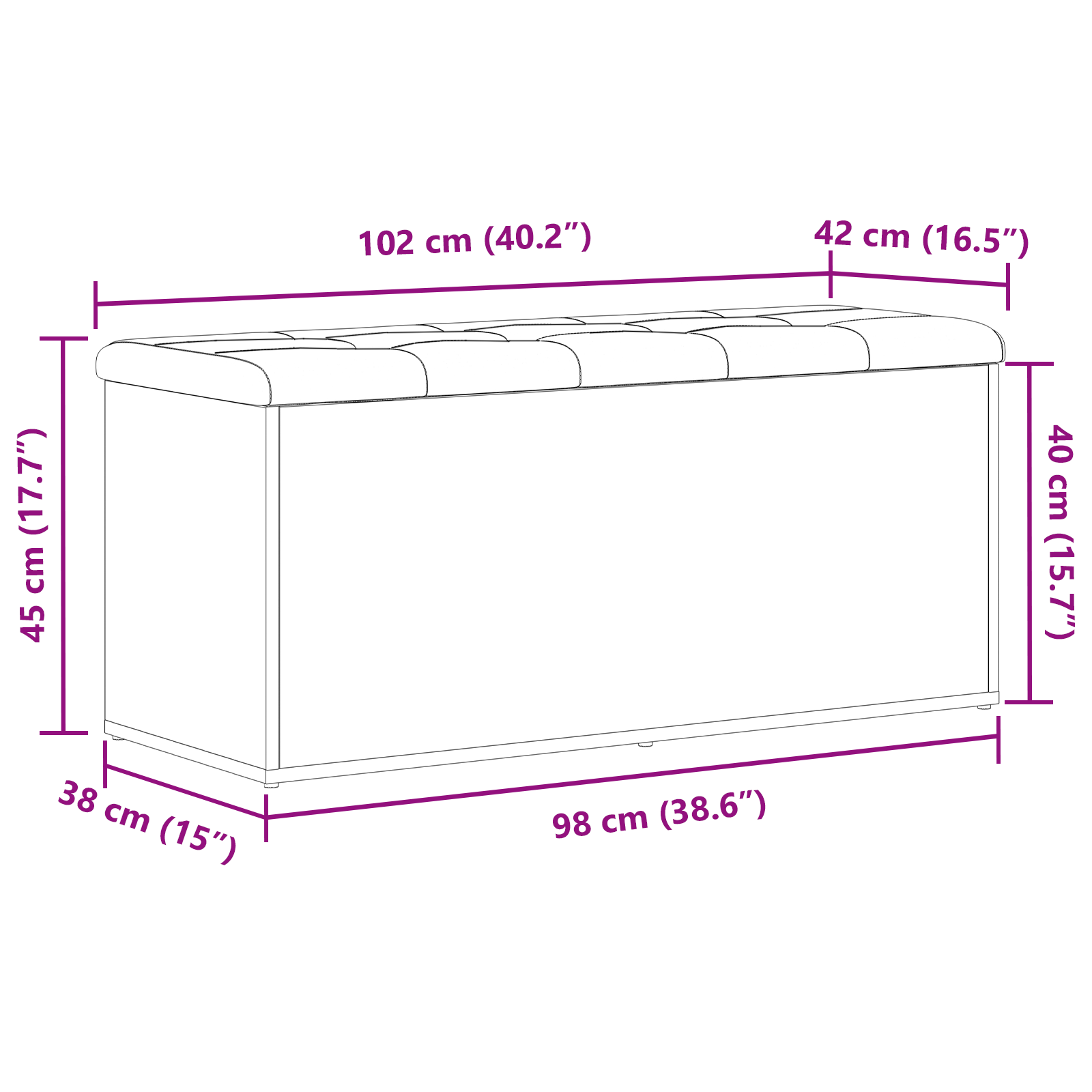 panchina da giardino  Nero Rovere 100x40x45 cm Legno ingegnerizzato