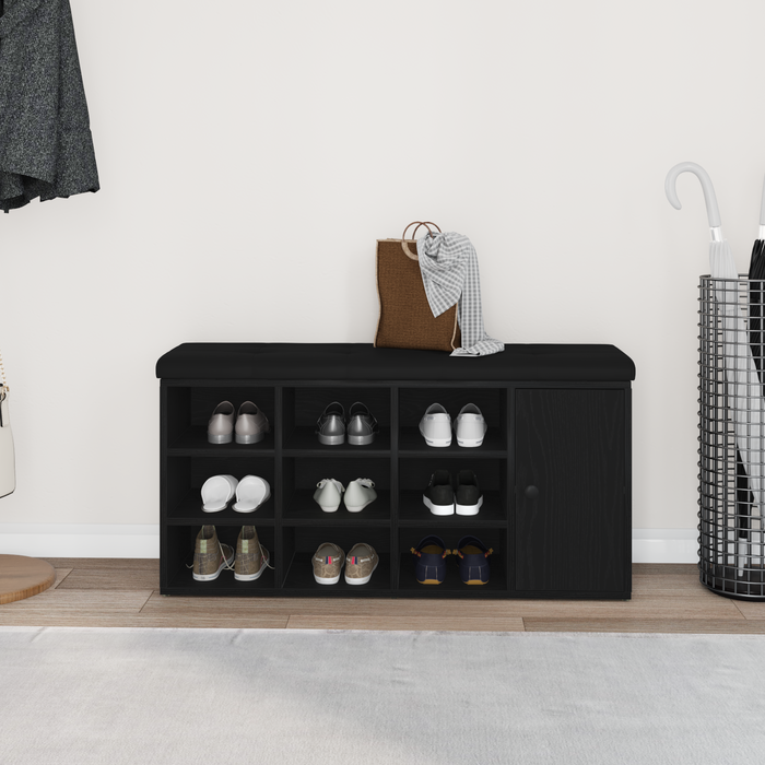 panchina da stoccaggio  Nero Rovere 100x30x48 cm Legno ingegnerizzato