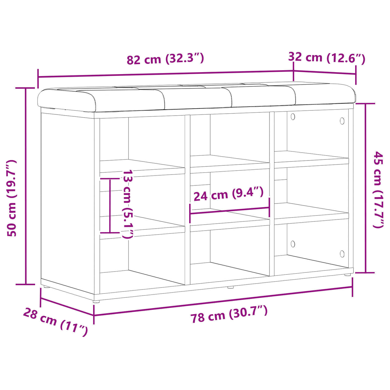 Panchina di stoccaggio  Nero Rovere 80x30x48 cm Legno ingegnerizzato