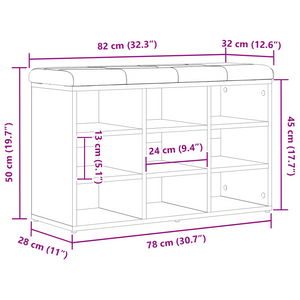 Panchina di stoccaggio  Nero Rovere 80x30x48 cm Legno ingegnerizzato