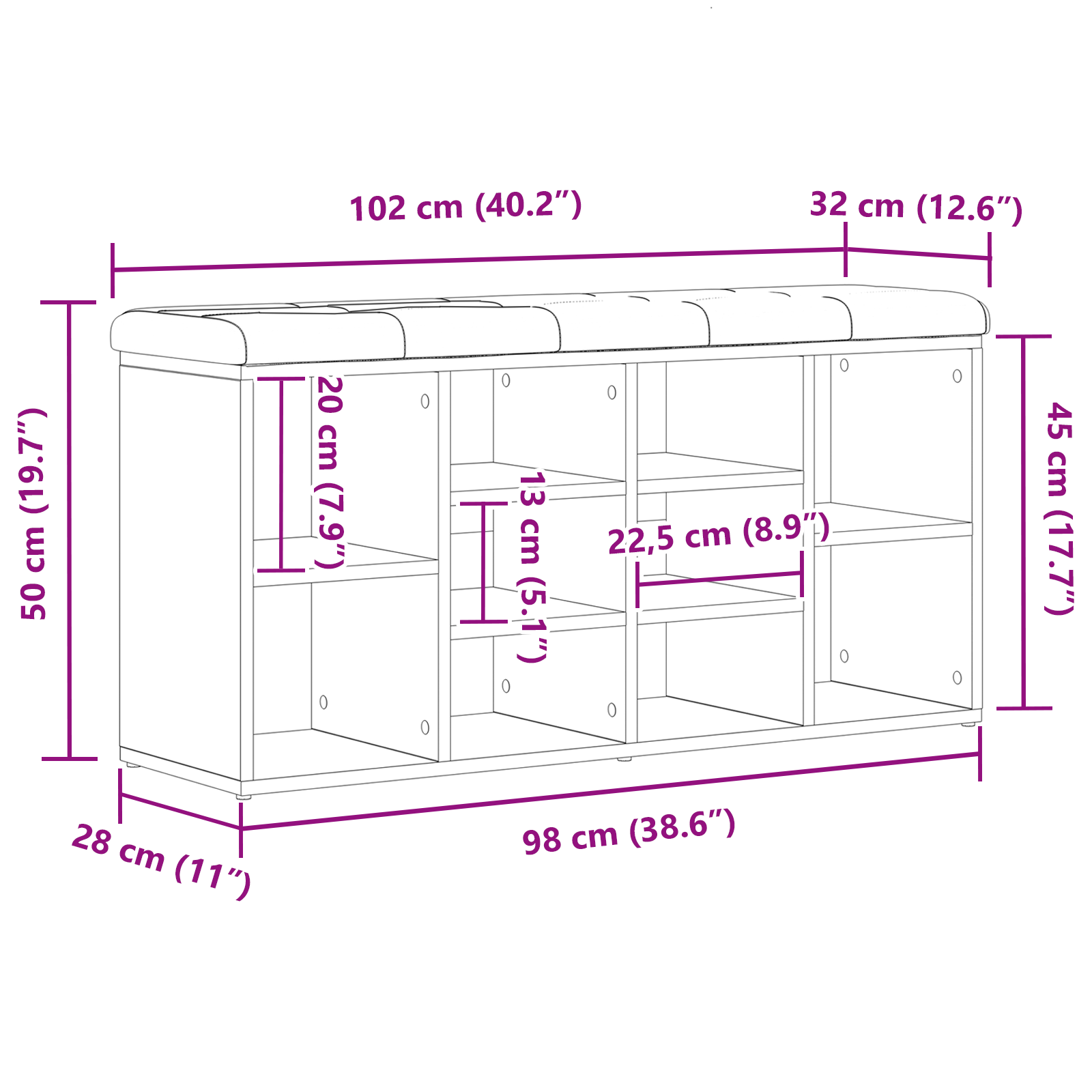 panchina da stoccaggio  Nero Rovere 100x30x48 cm Legno ingegnerizzato