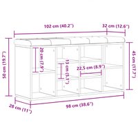 panchina da stoccaggio  Nero Rovere 100x30x48 cm Legno ingegnerizzato