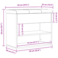 Panca di stoccaggio in legno ingegnerizzato colore rovere nero 60x30x48 cm