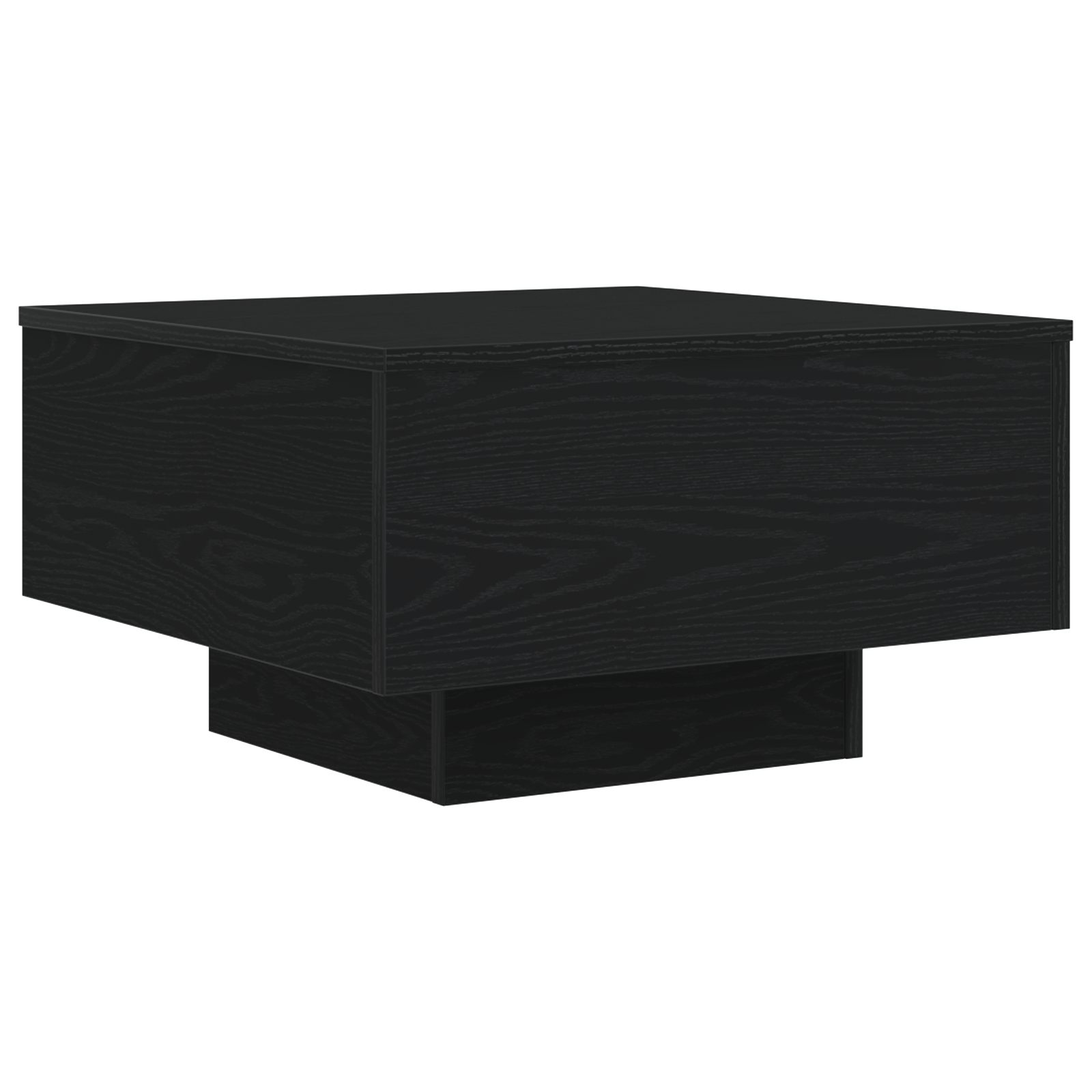 Tavolino da caffè  con luci LED Rovere Nero 55x55x31 cm
