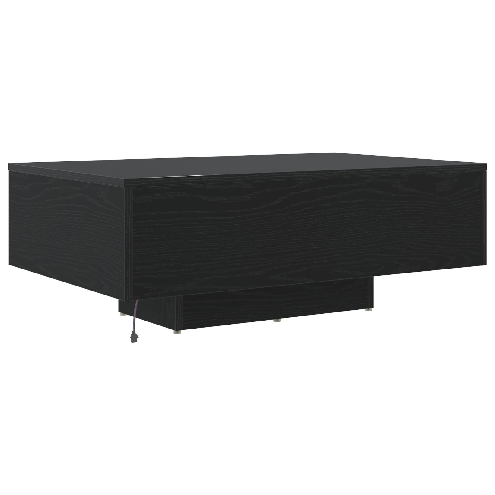 Tavolino da caffè  con luci LED Rovere Nero 85x55x31 cm