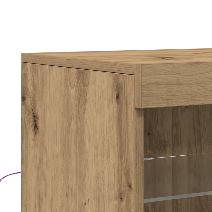 Sideboard  con luci LED Rovere Artigianale 60,5x37x67 cm