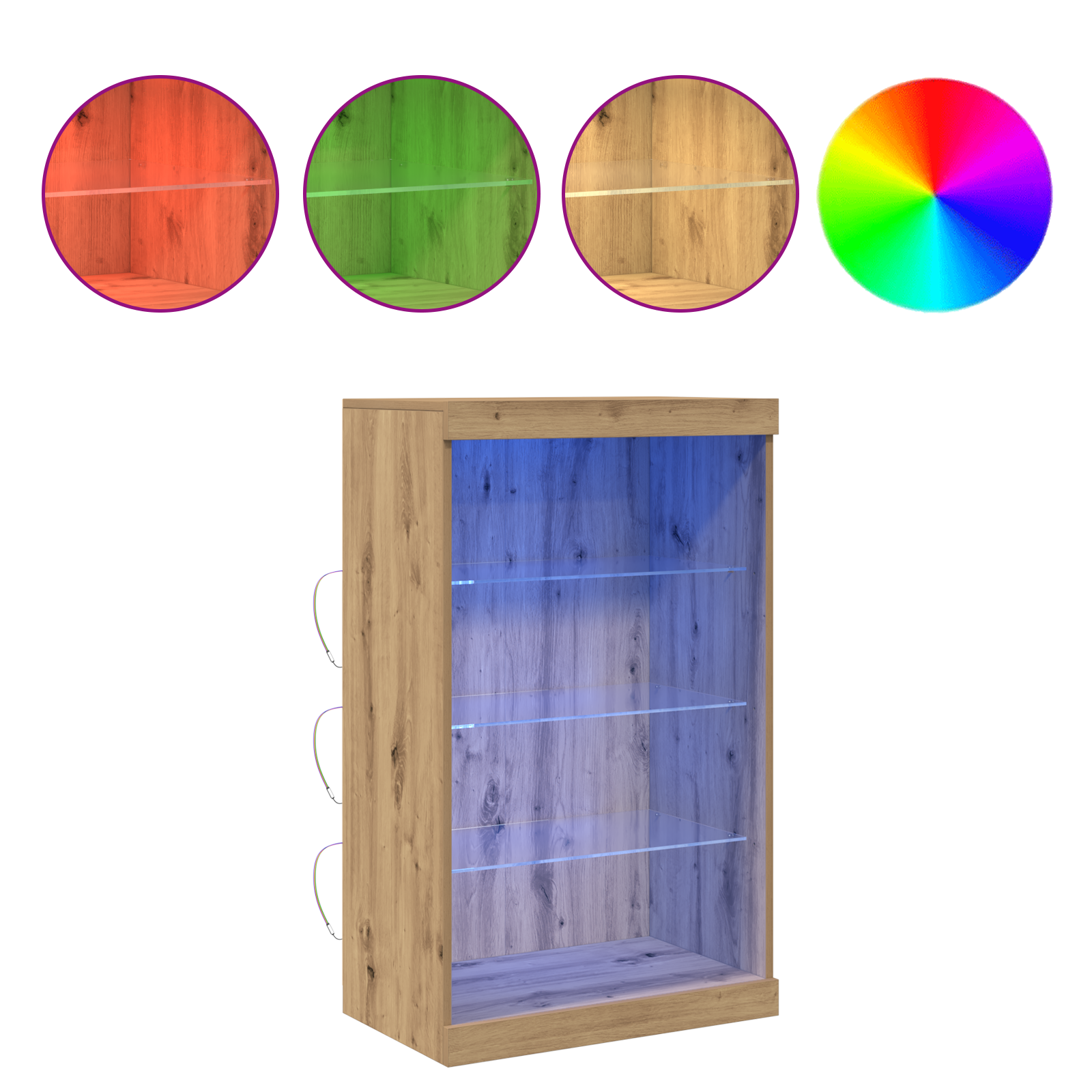 Credenza con luci LED Rovere Artigianale 60,5x37x100 cm