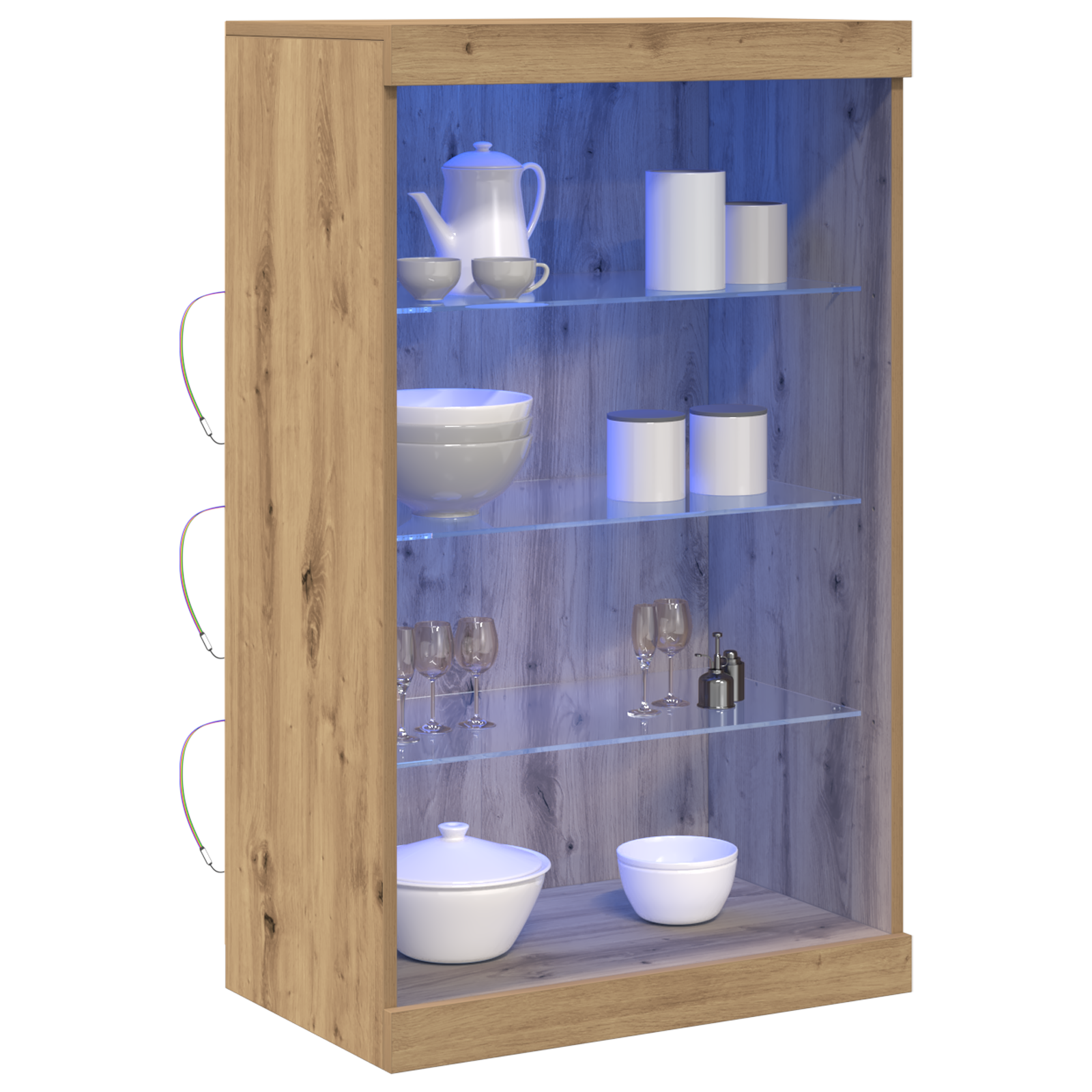 Credenza con luci LED Rovere Artigianale 60,5x37x100 cm