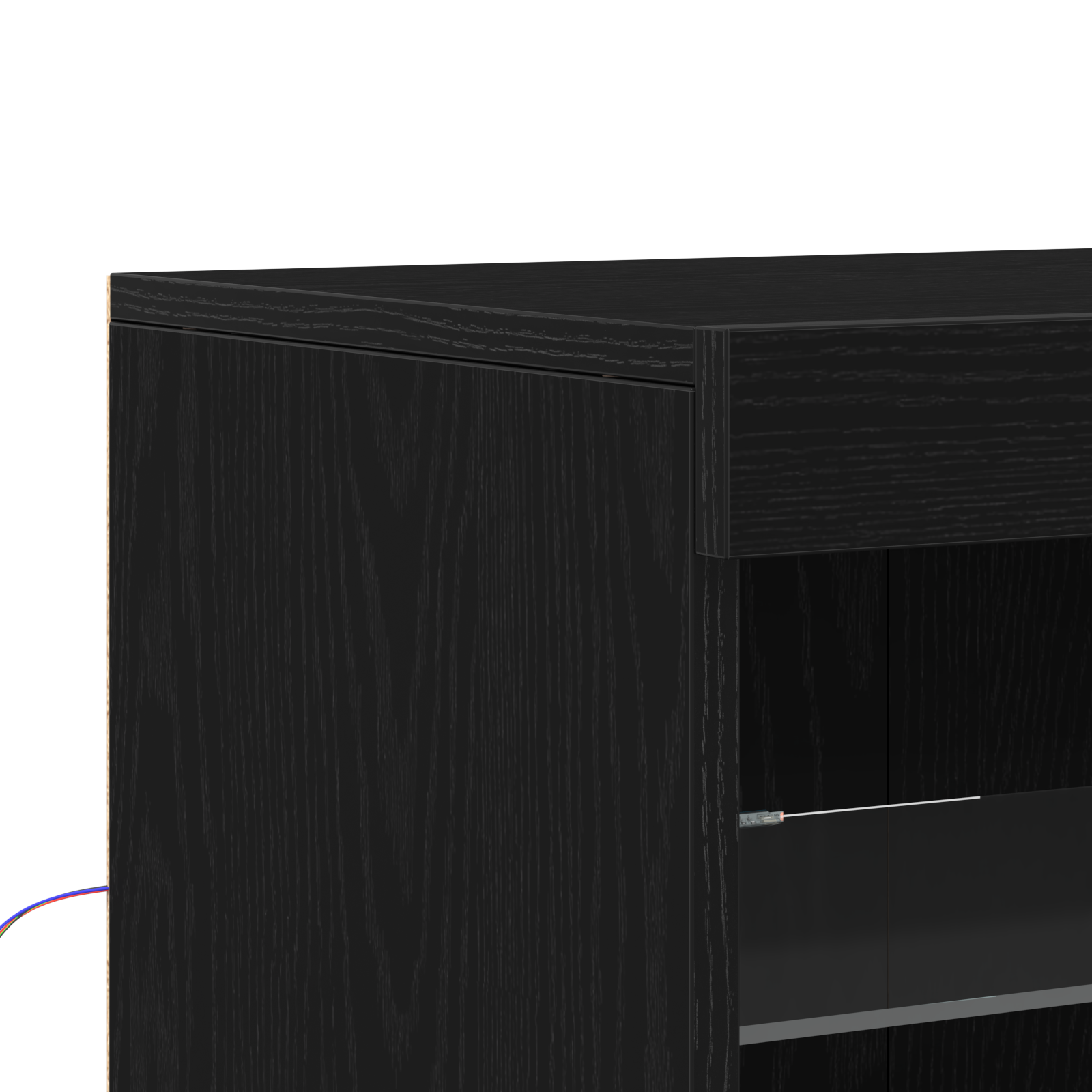 Sideboard con luci LED Nero Rovere 60,5x37x100 cm