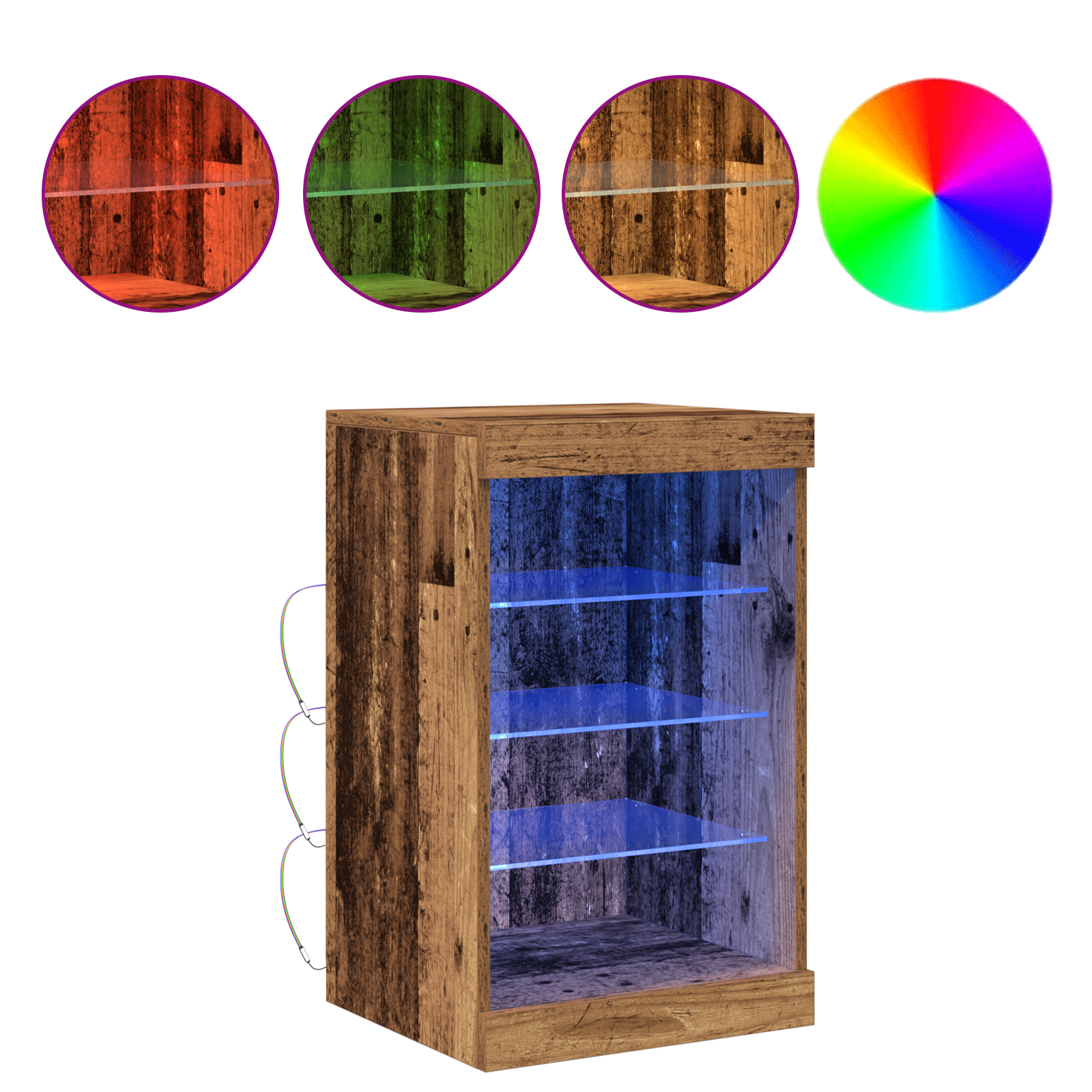 Credenza con Luci LED Legno Vecchio 41x37x67 cm