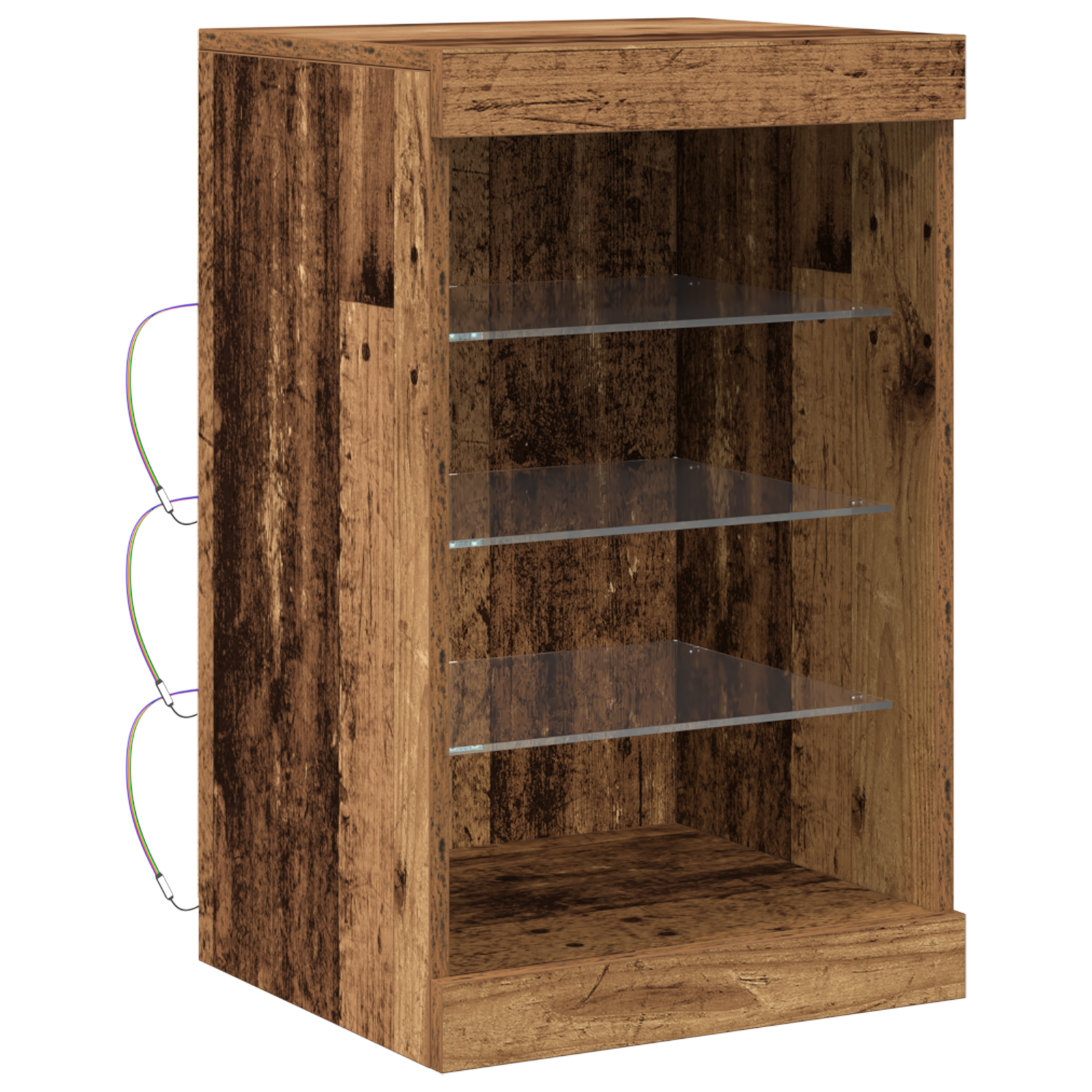 Credenza con Luci LED Legno Vecchio 41x37x67 cm