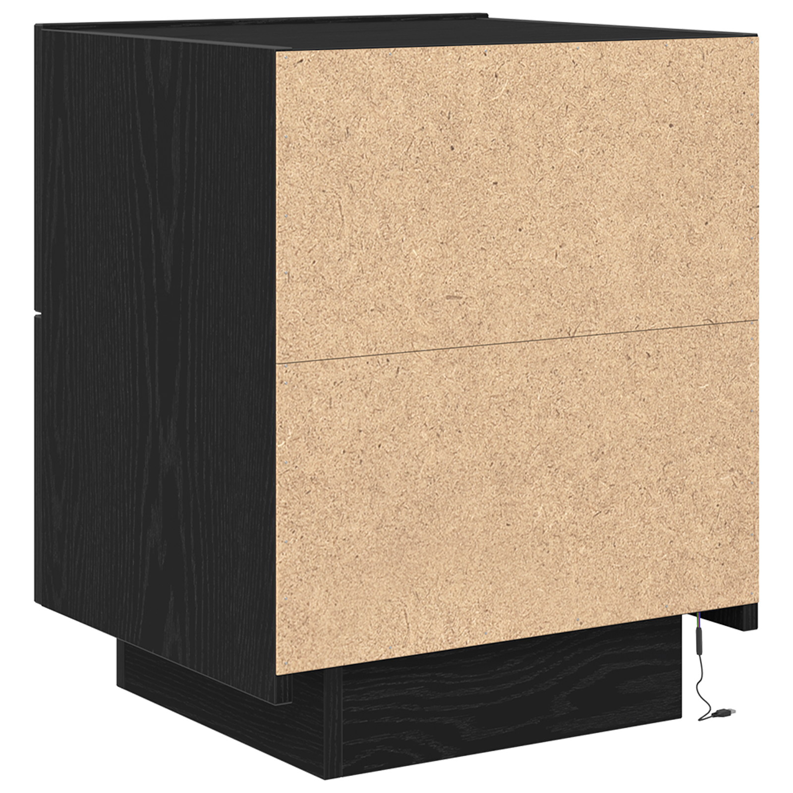 Comodino  con luci LED Nero Rovere 45x40x55 cm