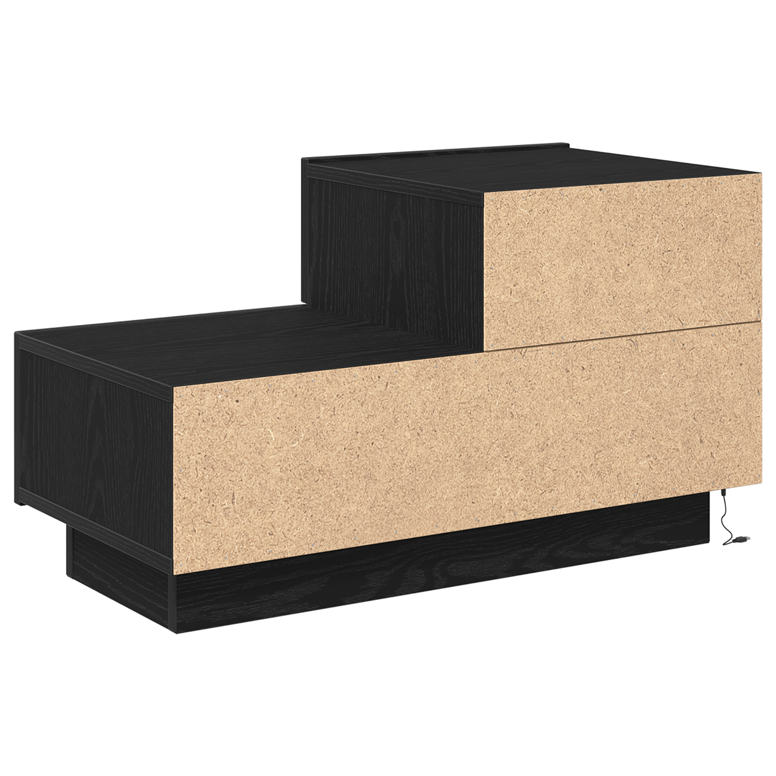 Comodino con luci LED Rovere nero 100x36x49 cm