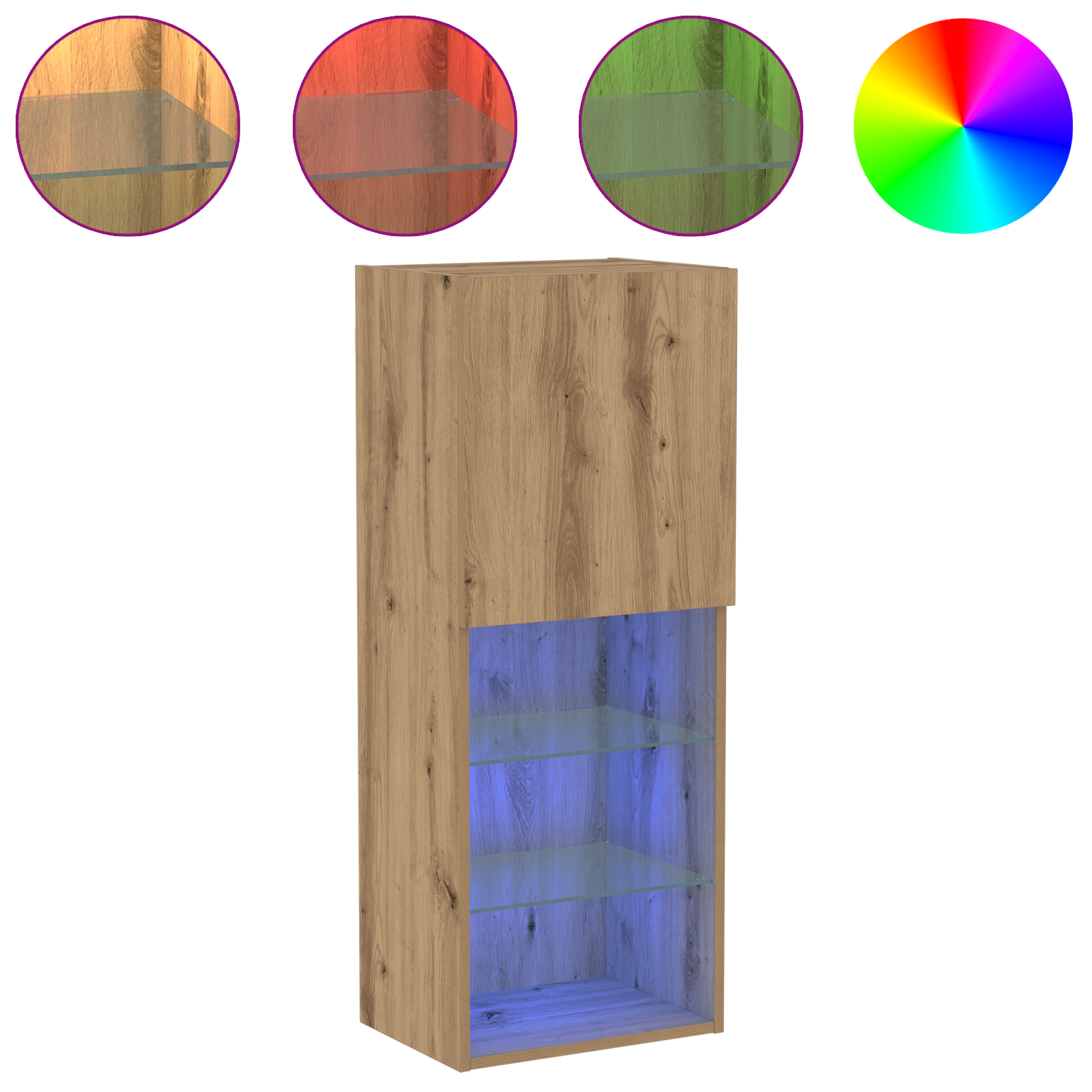 Mobile TV  con luci LED Rovere Artisan 40,5x30x102 cm