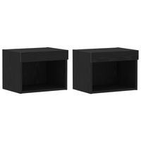 Armadi a muro  con luci LED 2 pezzi Rovere Nero 40x30x30 cm