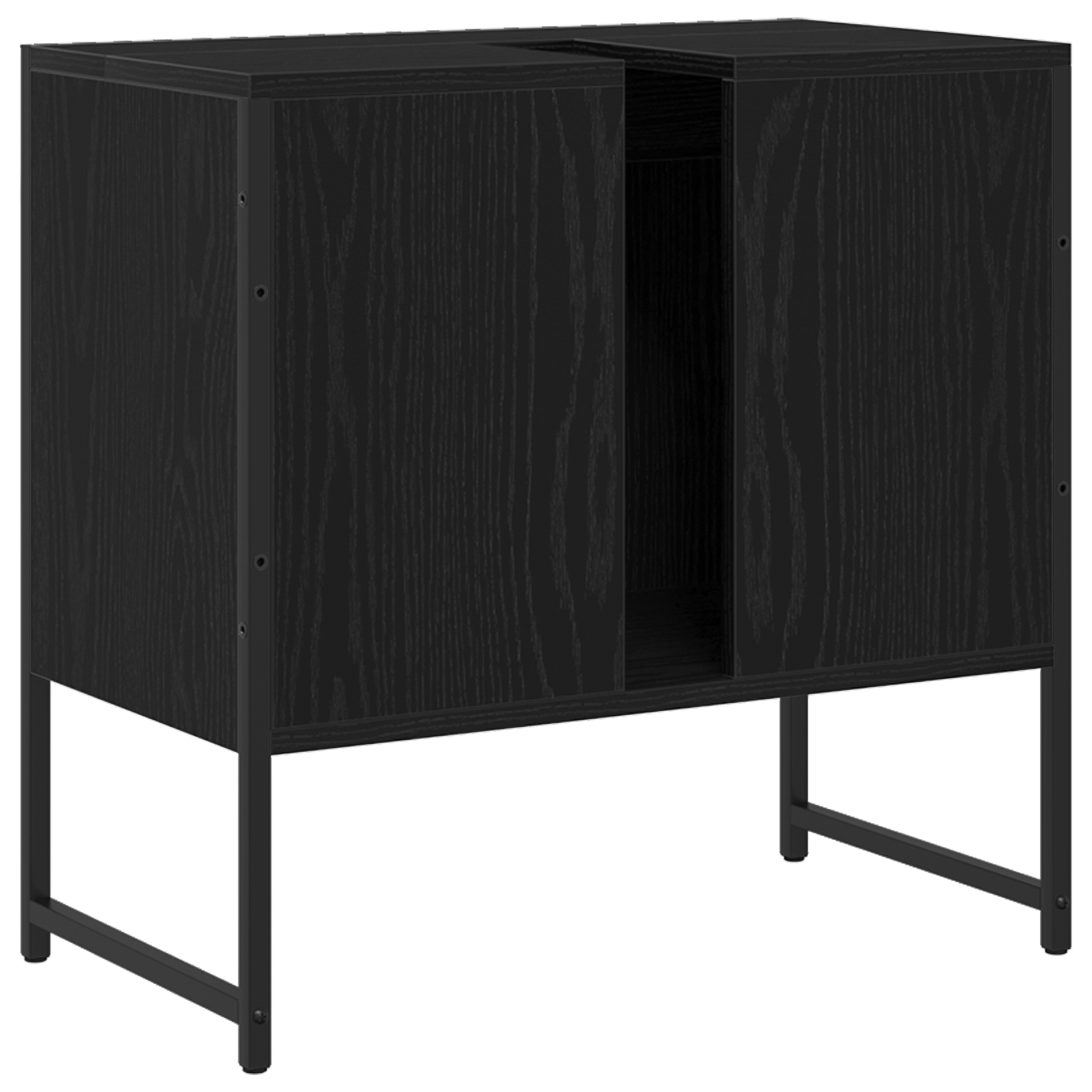 Mobiletto da Lavandino Rovere Nero 60x33x60 cm Legno Ingegnerizzato