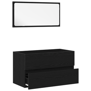 Set di mobili da bagno 2 pezzi in legno ingegnerizzato rovere nero