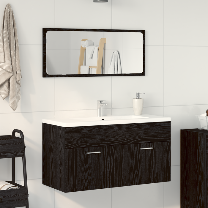 Set di Mobili da Bagno in 2 Pezzi Legno Ingegnerizzato Nero