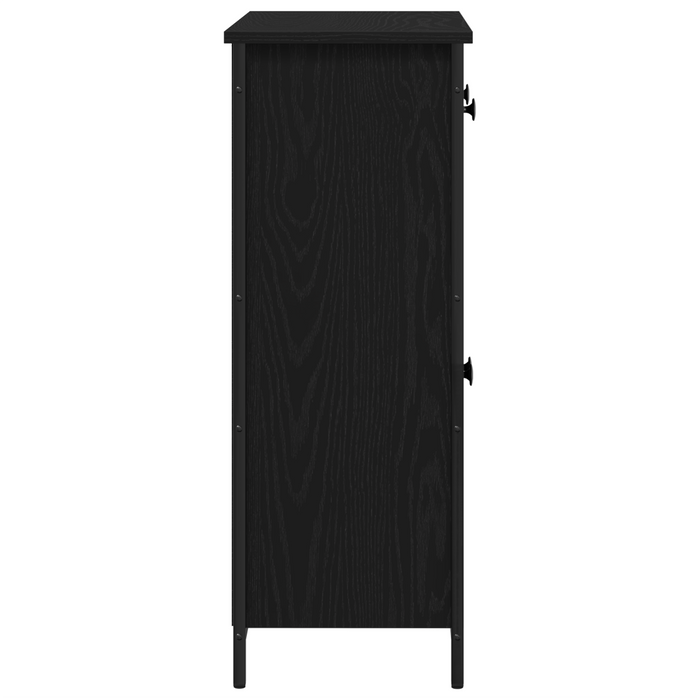 Mobile Nero Rovere 70x30x80 cm Legno ingegnerizzato e Acciaio