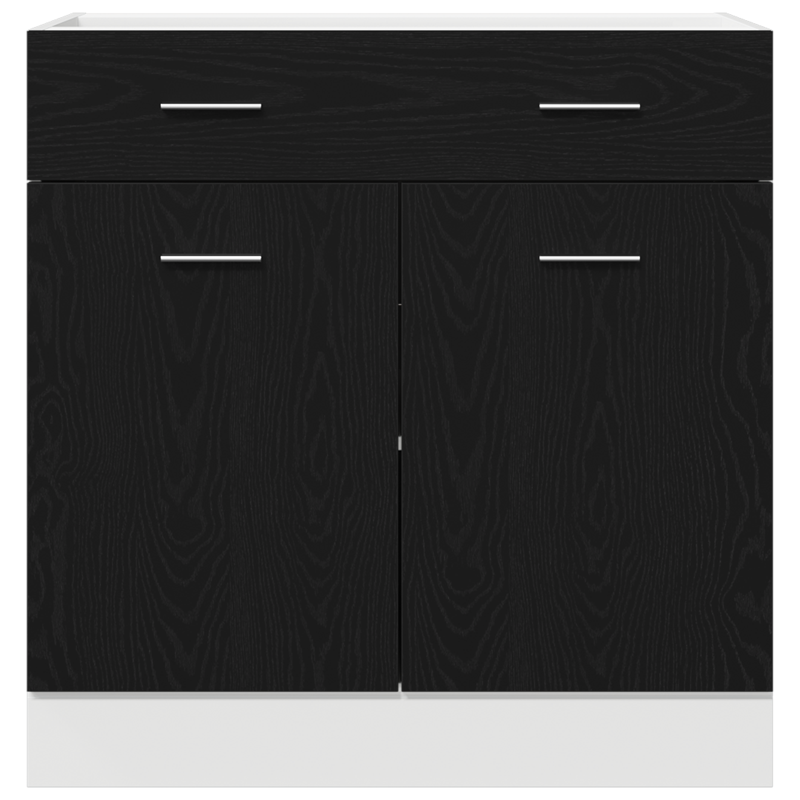 Armadio  con cassetto in rovere nero, 80x46x81,5 cm, realizzato in legno ingegnerizzato