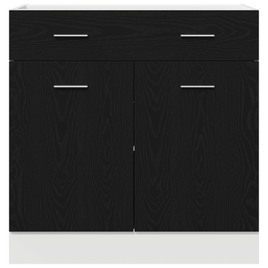 Armadio  con cassetto in rovere nero, 80x46x81,5 cm, realizzato in legno ingegnerizzato