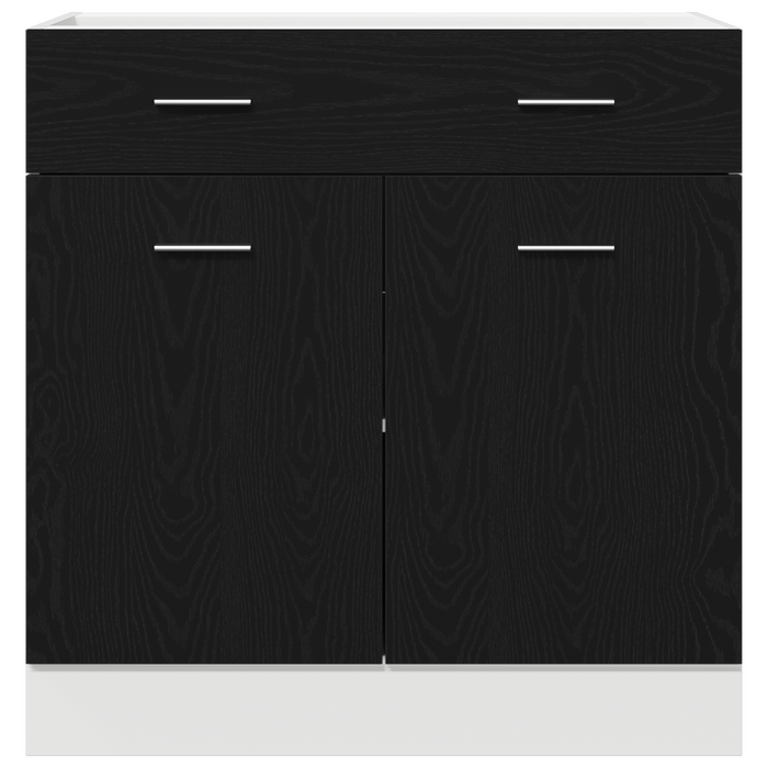 Armadio  con cassetto in rovere nero, 80x46x81,5 cm, realizzato in legno ingegnerizzato