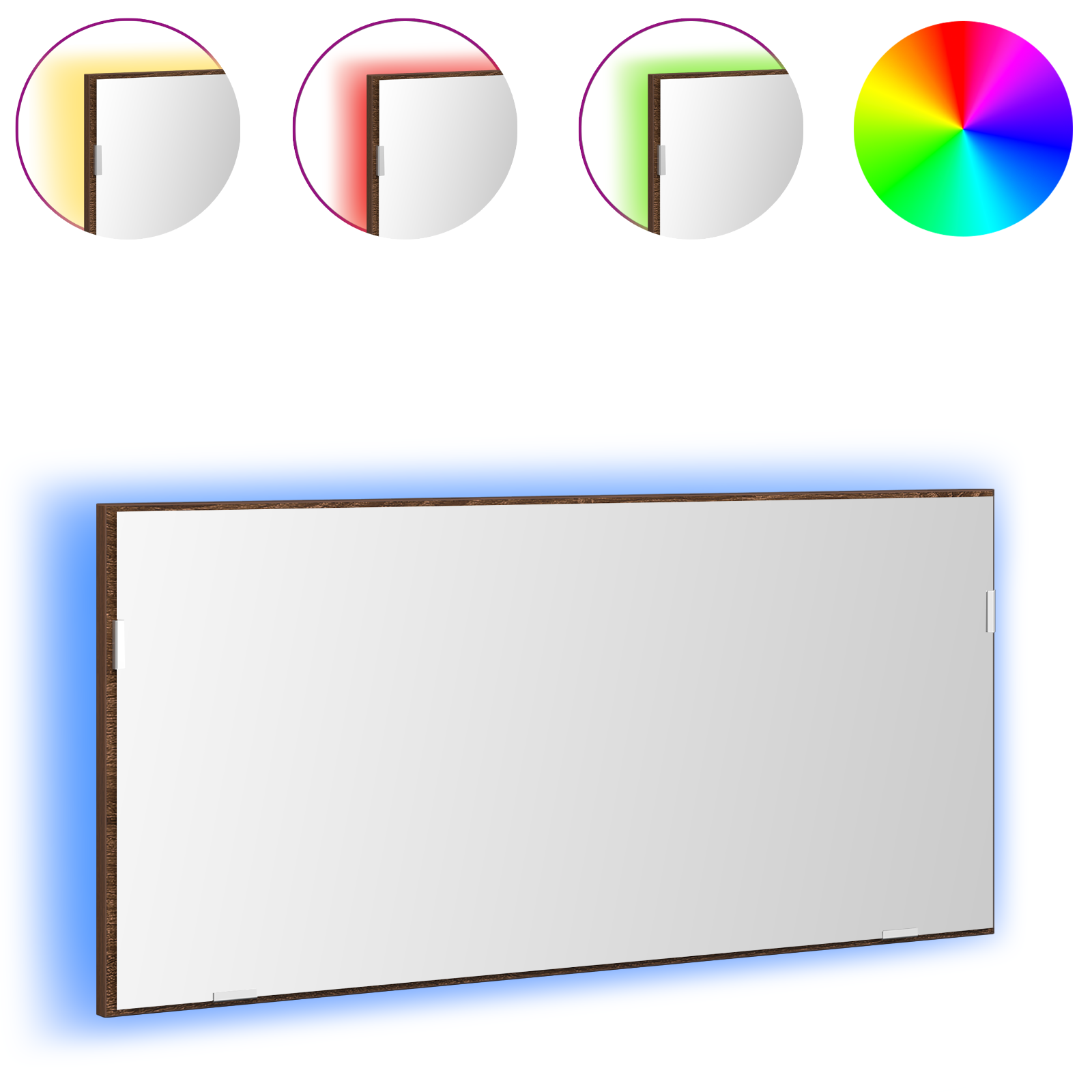 Cabinet del Bagno  con Specchio e Luce LED Rovere Marrone 80x37 cm