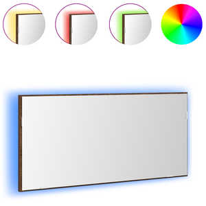 Cabinet del Bagno  con Specchio e Luce LED Rovere Marrone 80x37 cm