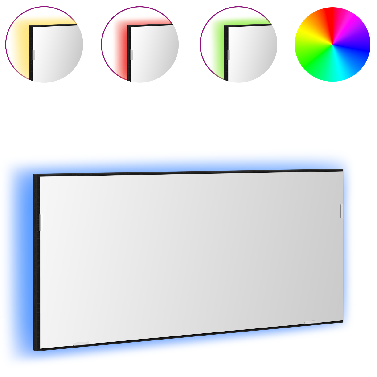 Mobile da Bagno con Specchio e Luce LED Rovere Nero 80x37 cm