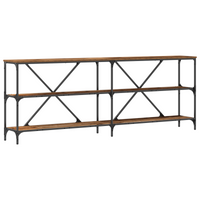 Tavolo Consolle Legno Vecchio 200x30x75 cm Legno Ingegnerizzato e Acciaio