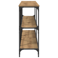 Tavolo Consolle In Rovere Artigianale 200x30x75 cm Legno Ingegnerizzato e Acciaio
