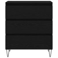 Mobile con Cassetti  Nero Rovere 60x35x70 cm Legno Ingenerizzato