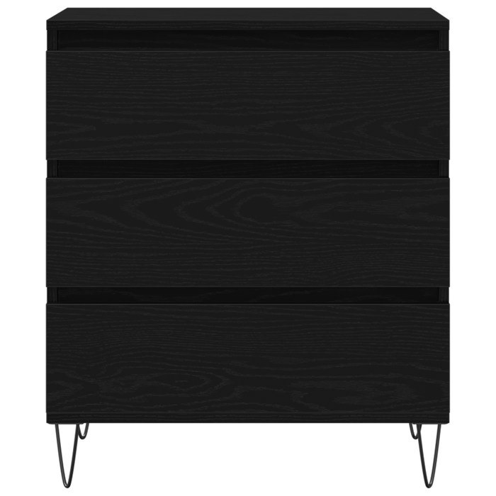 Mobile con Cassetti  Nero Rovere 60x35x70 cm Legno Ingenerizzato