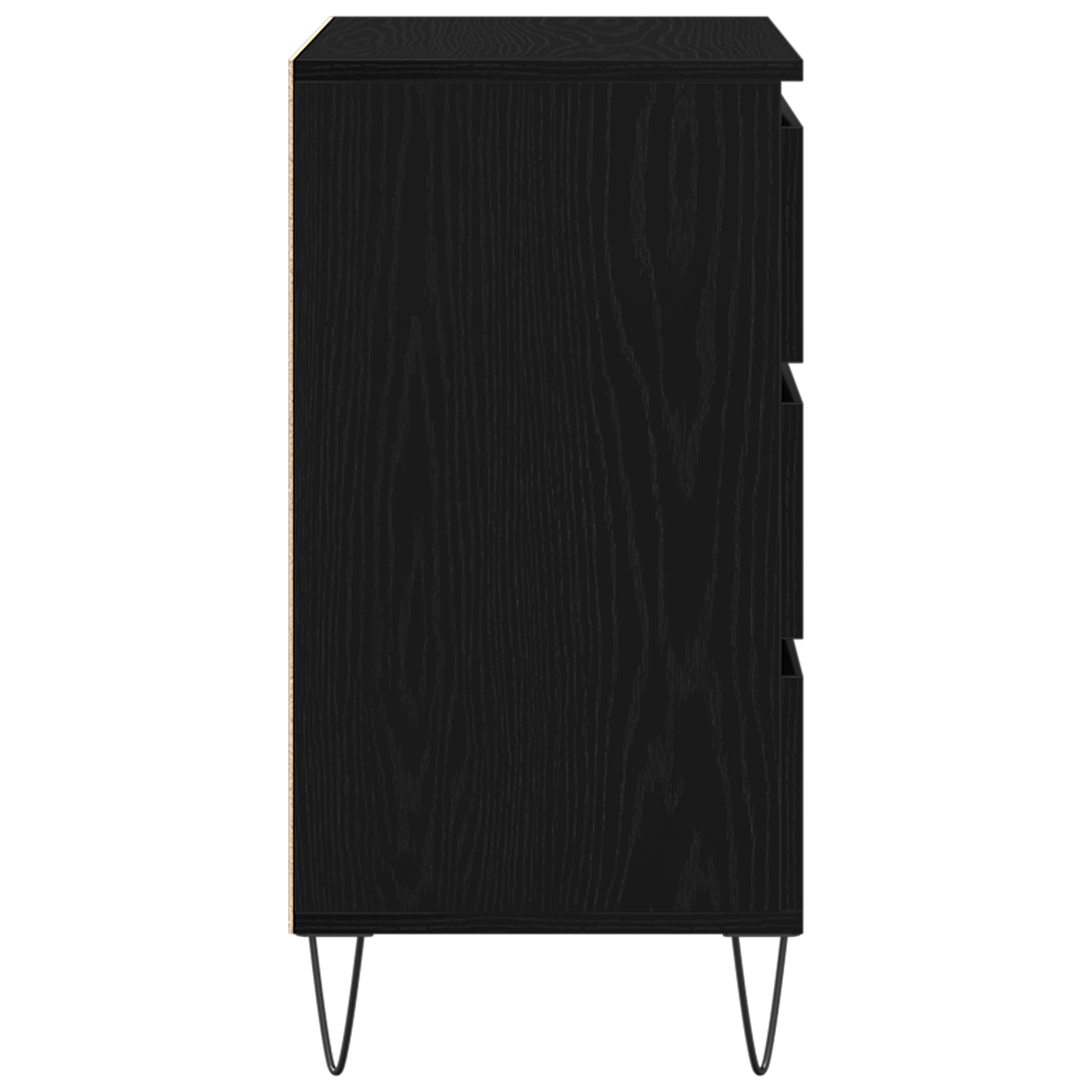 Mobile con Cassetti  Nero Rovere 60x35x70 cm Legno Ingenerizzato