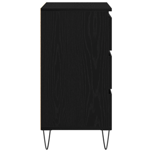 Mobile con Cassetti  Nero Rovere 60x35x70 cm Legno Ingenerizzato