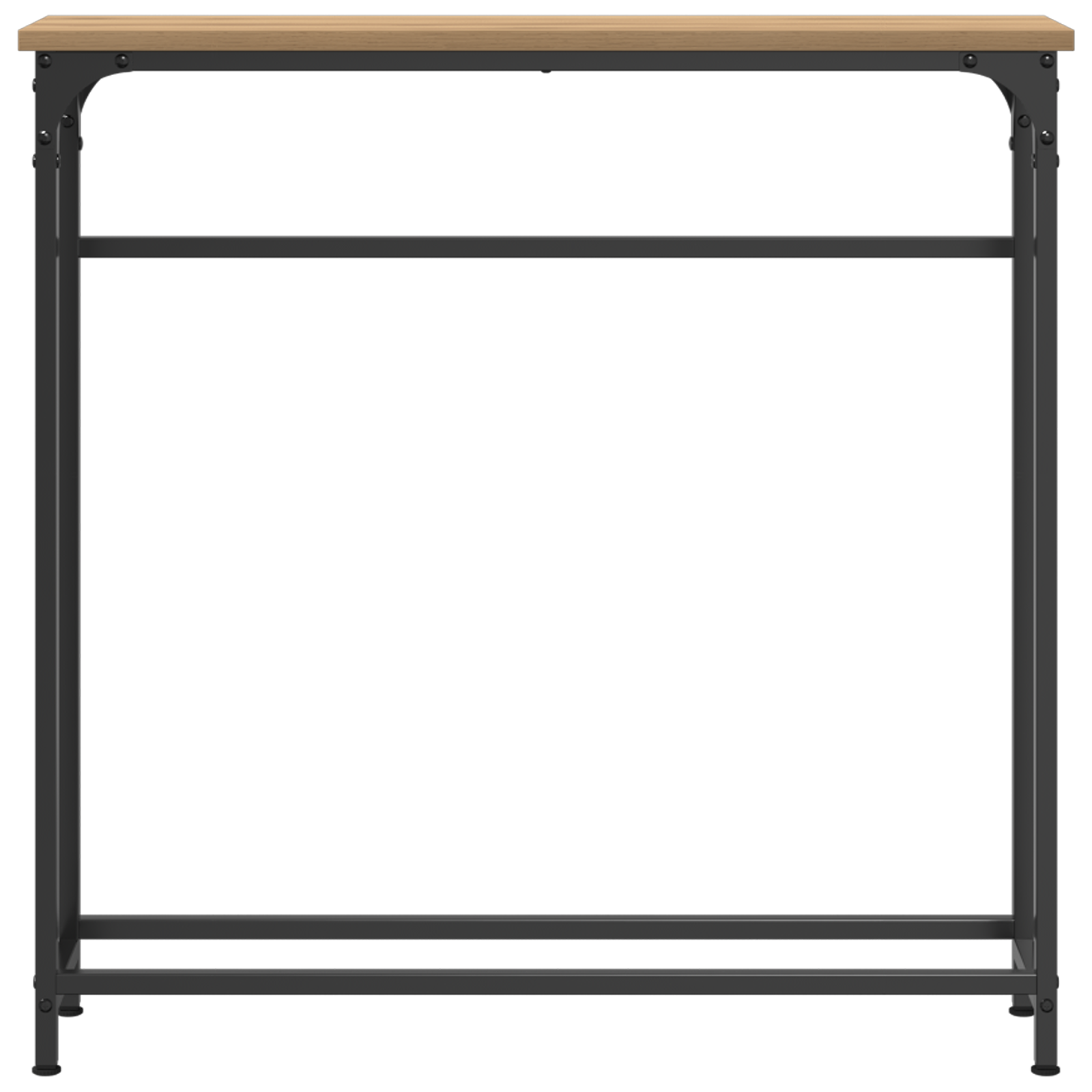 Tavolo Consolle in Rovere Artigianale 75x19,5x75 cm in Legno Ingegnerizzato e Acciaio