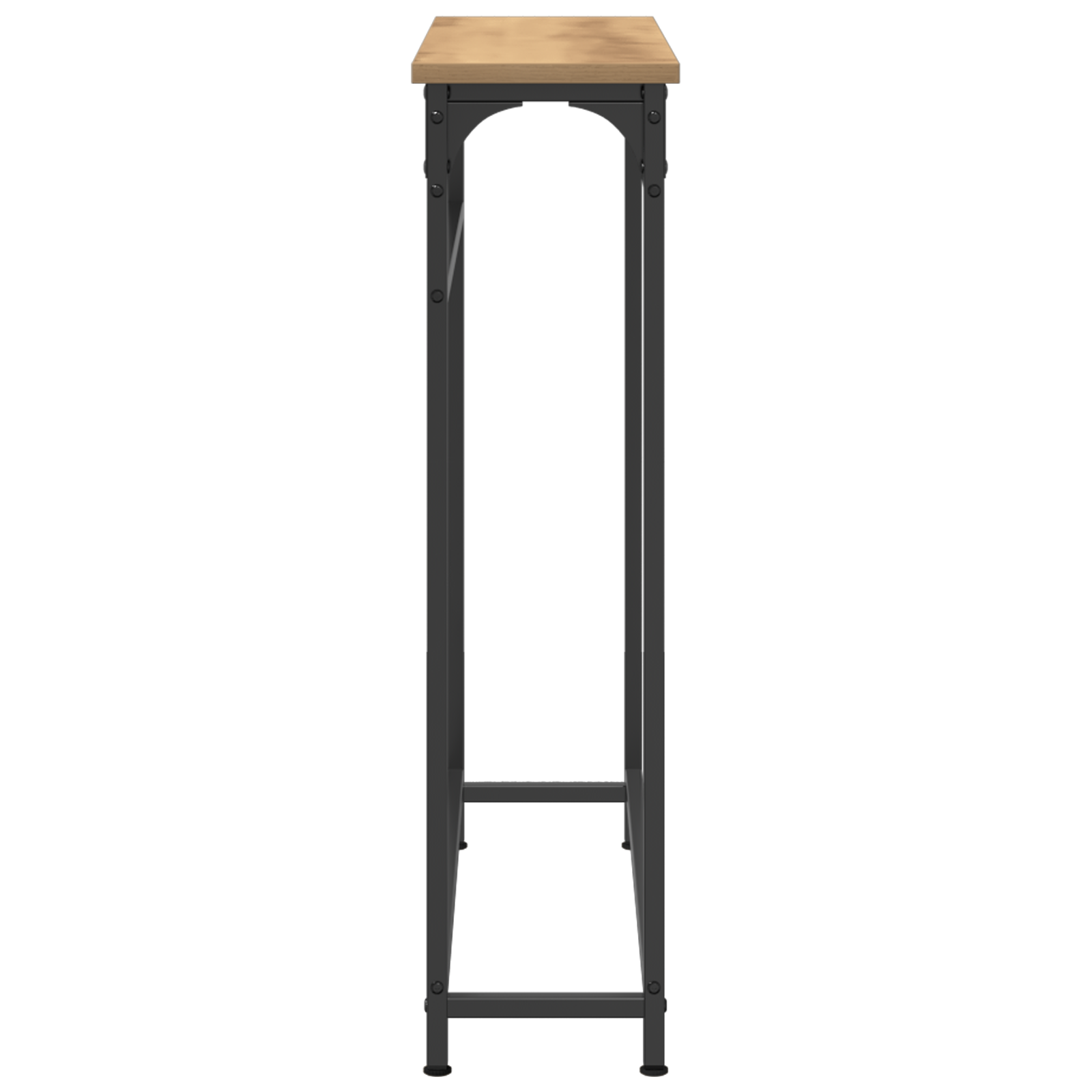 Tavolo Consolle in Rovere Artigianale 75x19,5x75 cm in Legno Ingegnerizzato e Acciaio