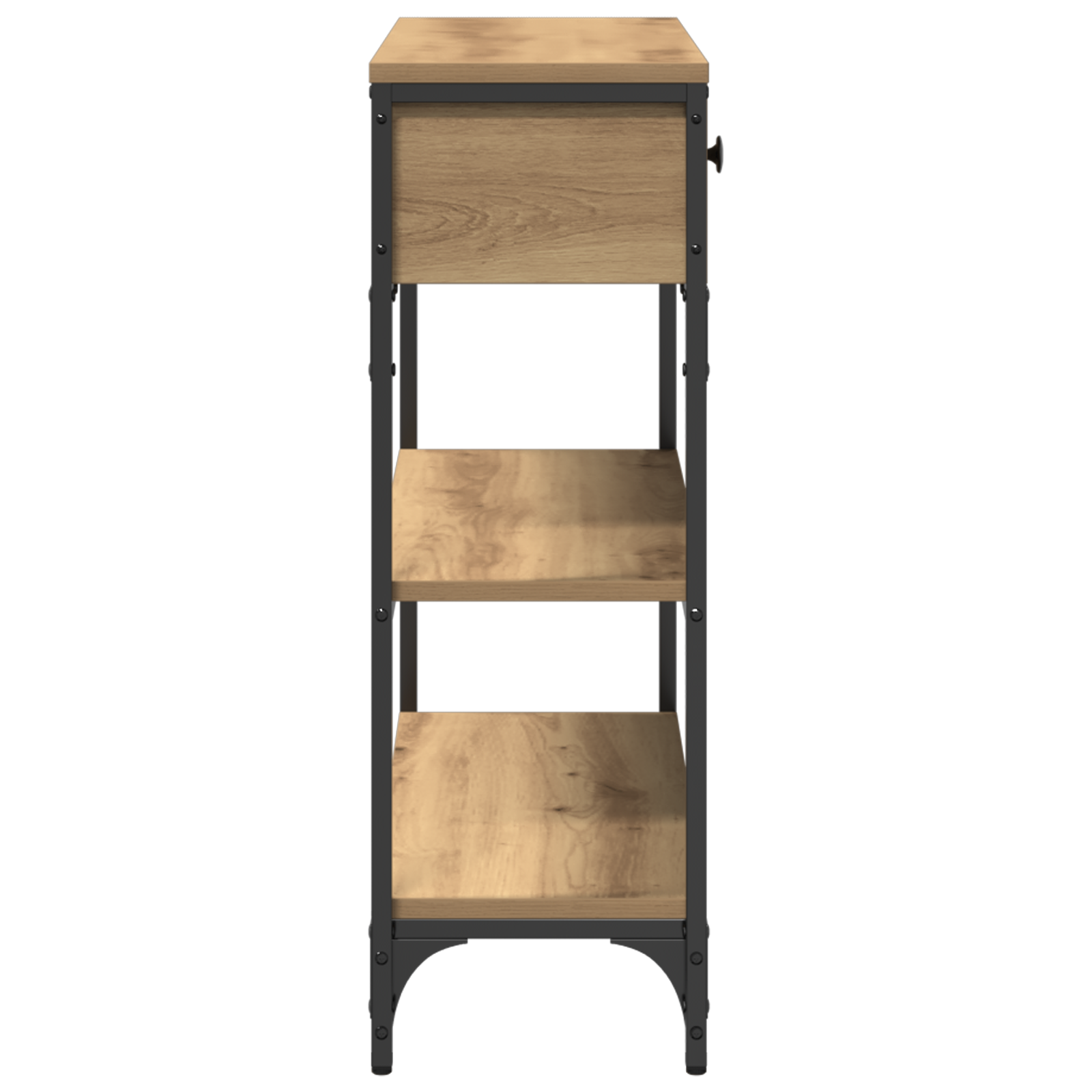 Tavolino Console Rovere Artigianale 72,5x25x75 cm Legno Ingegnerizzato & Acciaio