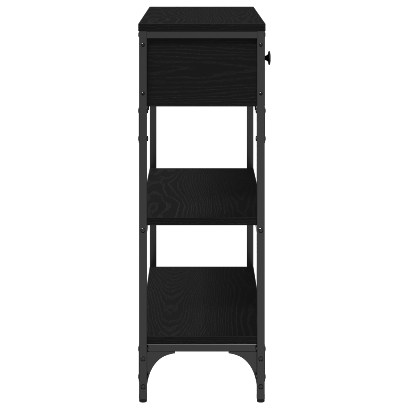 Tavolino Nero Rovere 72,5x25x75 cm Legno ingegnerizzato & Acciaio