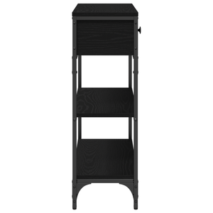 Tavolino Nero Rovere 72,5x25x75 cm Legno ingegnerizzato & Acciaio