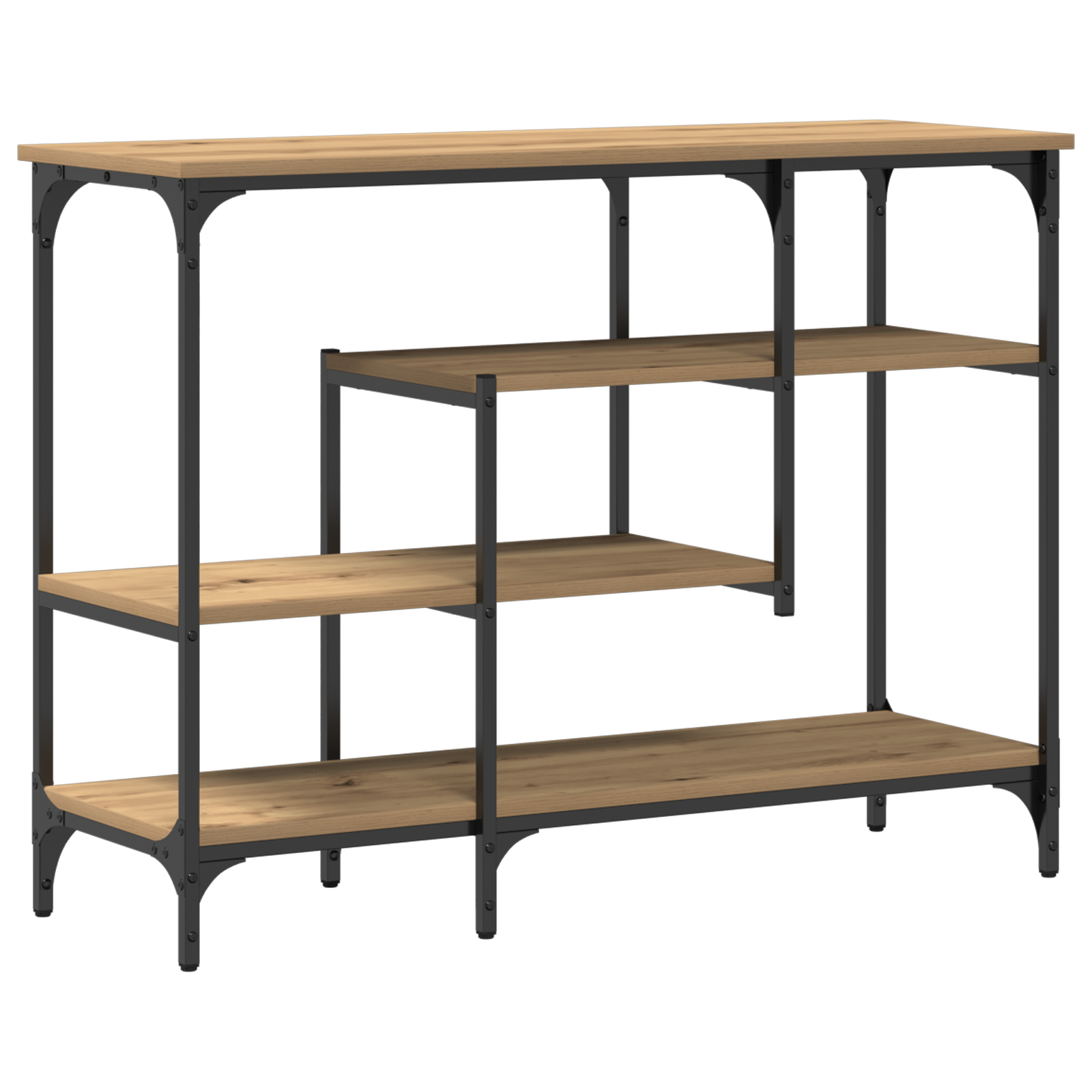 Tavolo Console  in Rovere Artigianale 100x35x75 cm Legno Ingegnerizzato e Acciaio