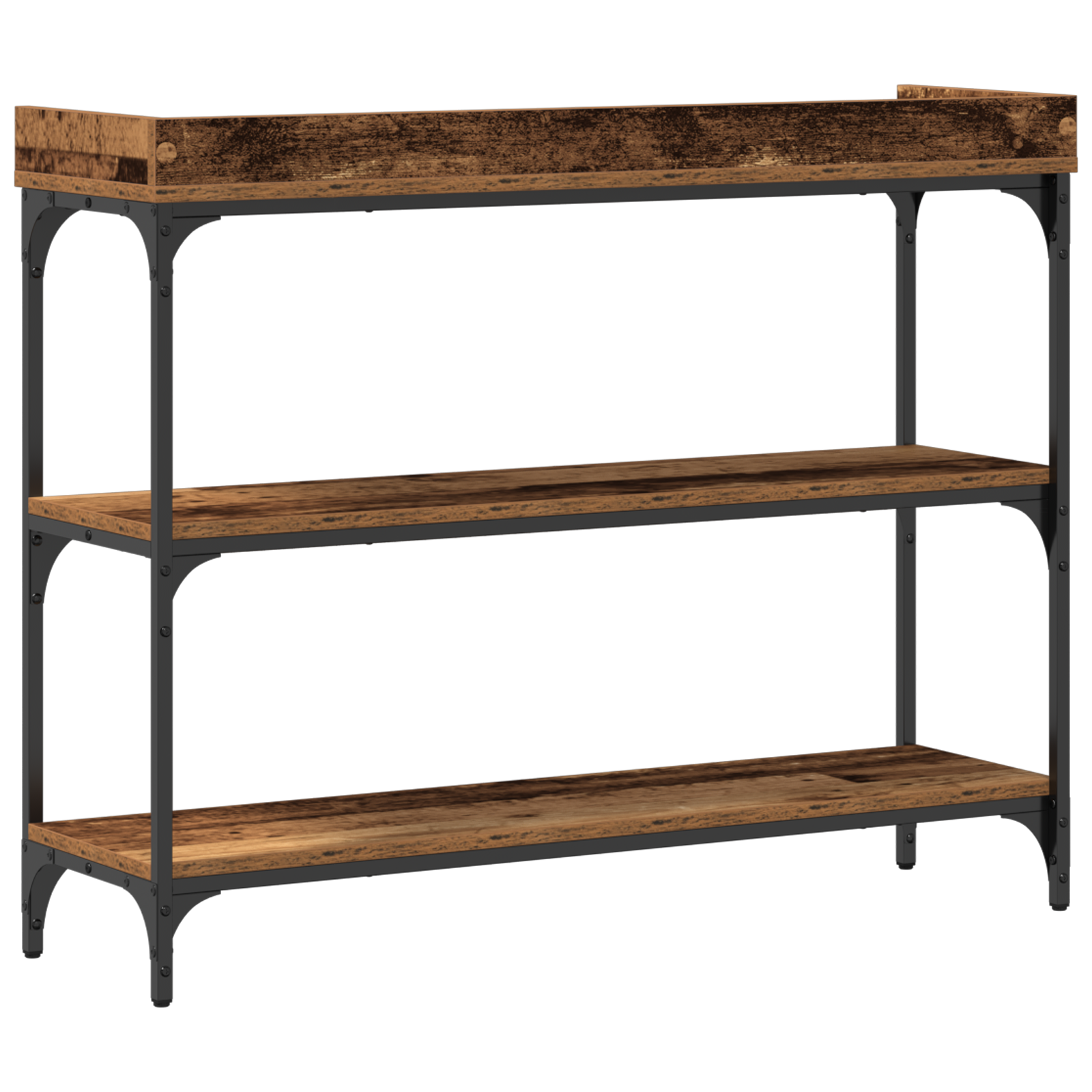 Console Table in Legno Antico 100x30x80 cm in Legno Ingegnerizzato e Acciaio