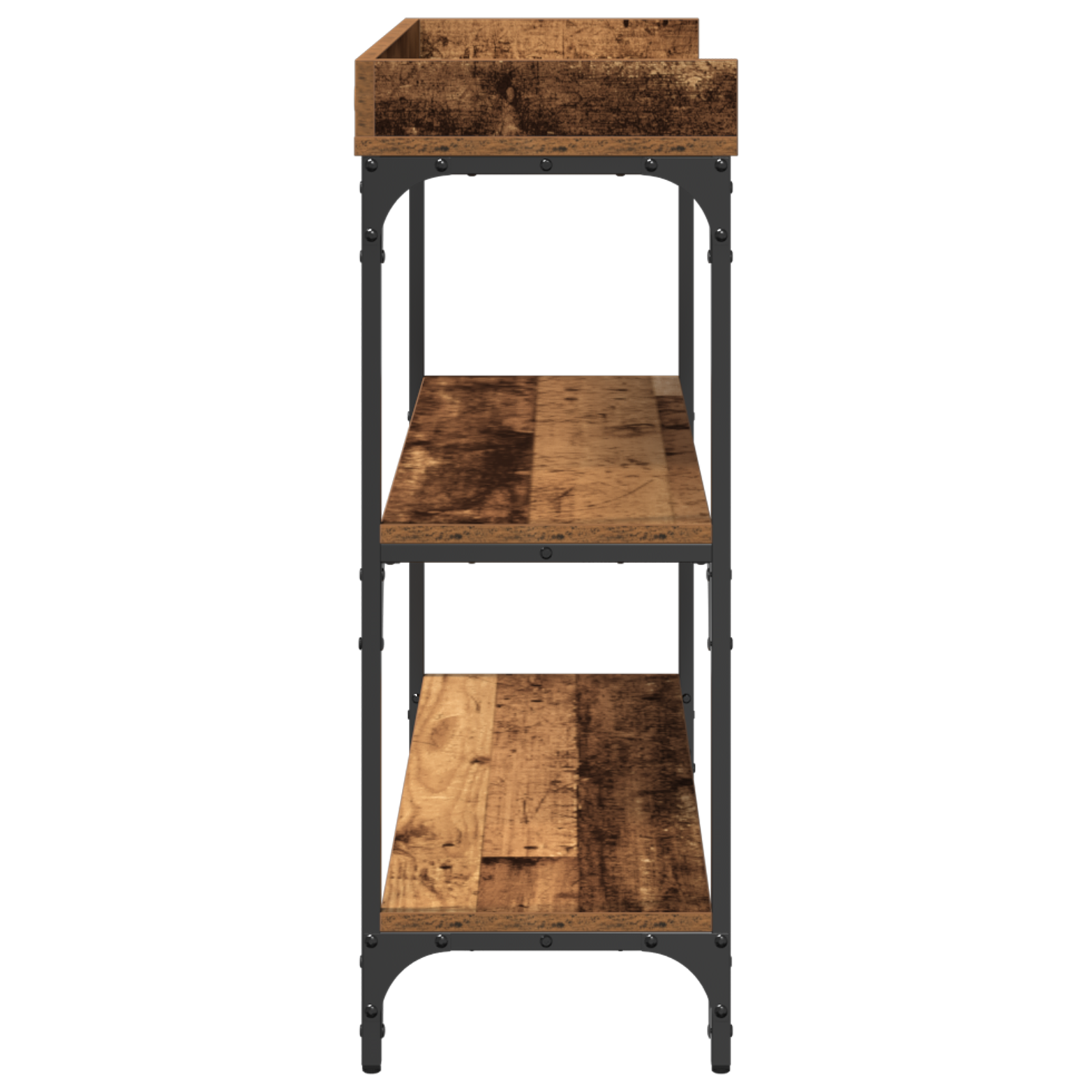 Console Table in Legno Antico 100x30x80 cm in Legno Ingegnerizzato e Acciaio