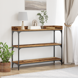 Console Table in Legno Antico 100x30x80 cm in Legno Ingegnerizzato e Acciaio