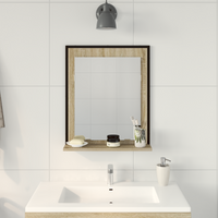 Specchio da Bagno  con Mensola in Rovere Sonoma 50x12x60 cm Legno Ingegnerizzato