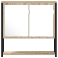 Mobiletto da Bagno con Specchiera  Rovere Sonoma 60x16x60 cm in Legno Ingegnerizzato