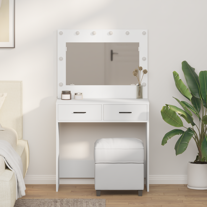 Tavolo da trucco con luci LED - Bianco, 78.5 x 41 x 135 cm