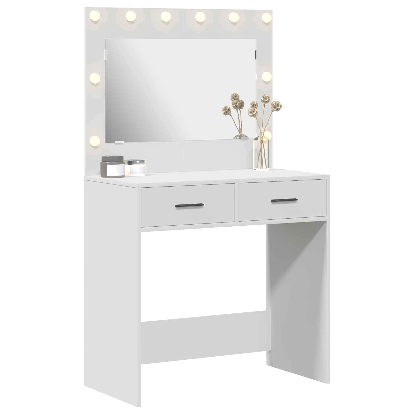Tavolo da trucco con luci LED - Bianco, 78.5 x 41 x 135 cm