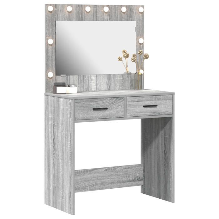 Tavolo da Dressing con luci LED Grigio Sonoma 78,5x41x135 cm