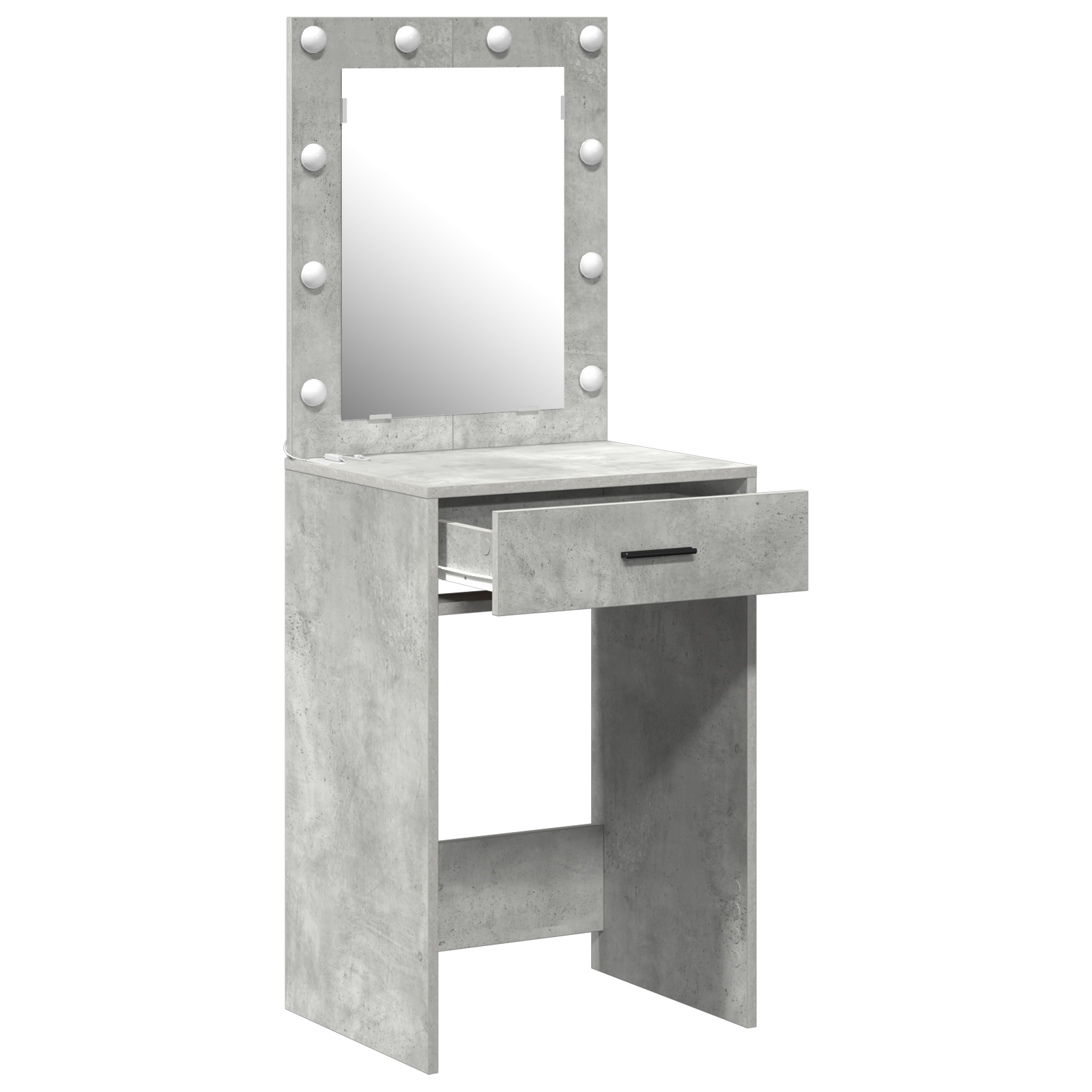 Tavolo da Trucco con Luci LED in Grigio Cemento, 50x41x135 cm